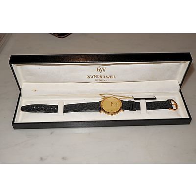 Boxed Gents Raymond Weil Geneve Gold Plated Wrist Watch