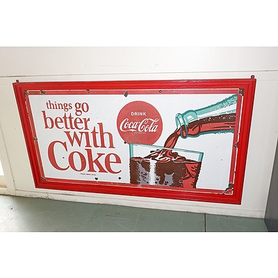 Genuine Early Enamel on Steel Coke Sign