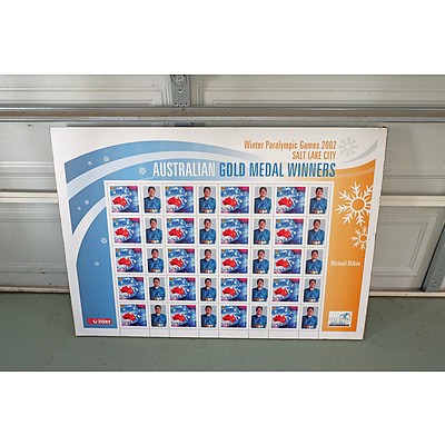 2002 Winter Paralympic Games Stamp Poster Mounted on Corflute