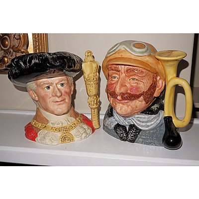 Royal Doulton Character Mugs, Including London Lord Mayor D6864 and Veteran Motorist D6633, Both Modelled by Stanley Taylor