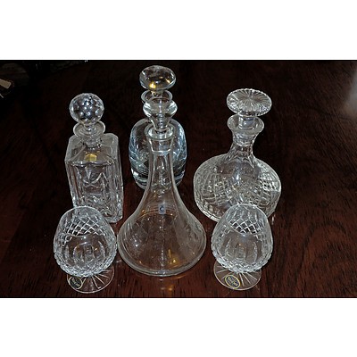 Four Crystal Decanters and Two Bohemia Brandy Balloons