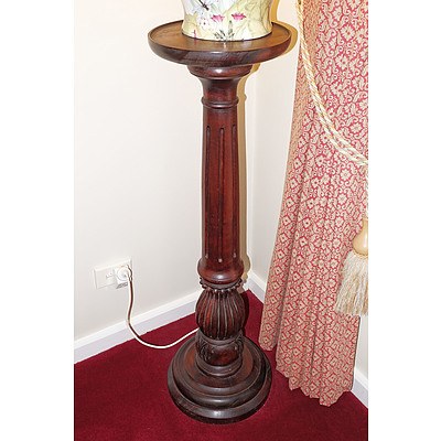 Antique Style Carved Mahogany Pedestal