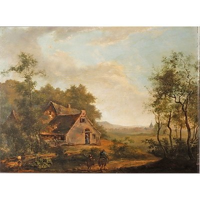 19th Century European School, Oil on Panel, Signed with Initials JC