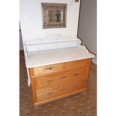 Continental Pine and Marble Topped Commode, Circa 1900