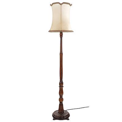 Vintage Turned Maple Standard Lamp with Cast Metal Feet