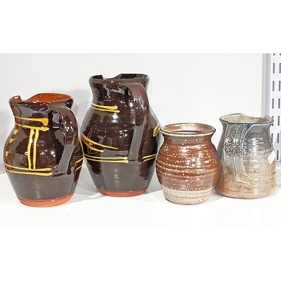 Three Sturt Pottery Mittagong Jugs And A Jar