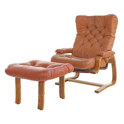 Retro Module Furniture Brown Leather Upholstered Armchair Setting Designed by Gerald Easden