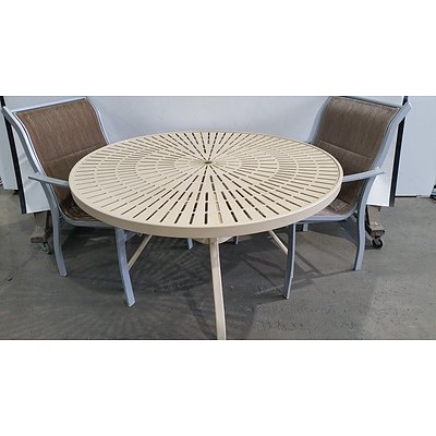 Round Outdoor Dining Table With Two Chairs