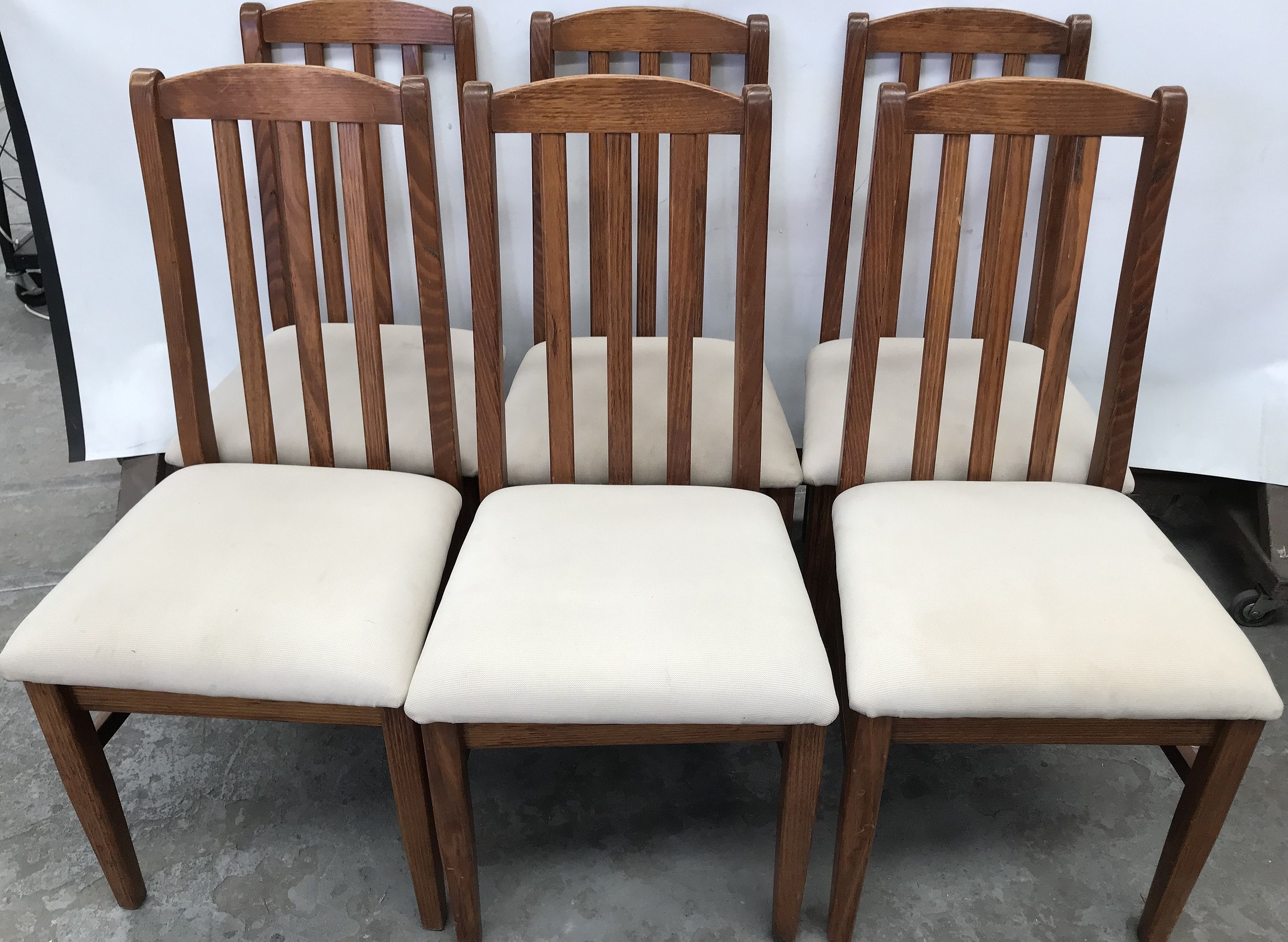 Walnut Color Dining Room Chair With Beige Cushion