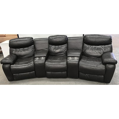 Brown Faux Leather Home Theatre Style Lounge Suite