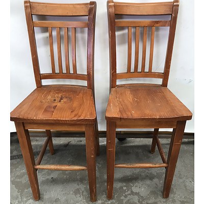 Pine Stools -Lot Of Two