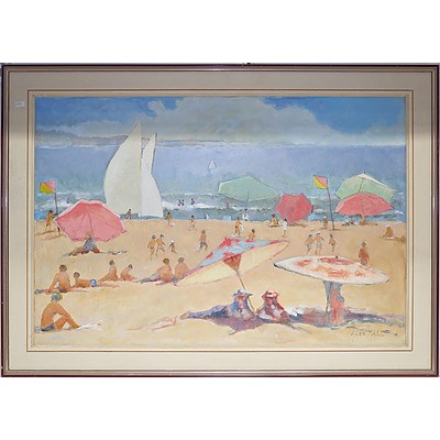 Alex Hall (b.1913) Beach Scene, Oil on Board