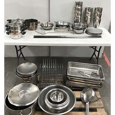 Large Lot Of Stainless Steel Cookware and Accessories