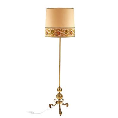 Fabulous Vintage Brass Floor Lamp with Original Shade