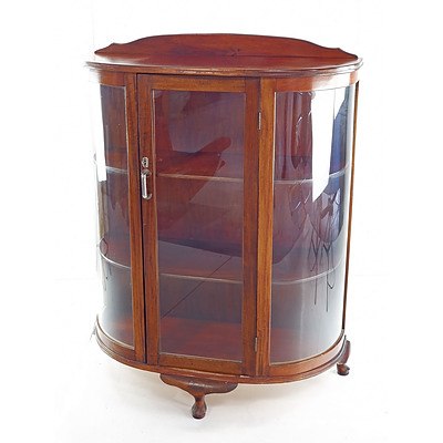 Art Deco Bowfront Maple Display Cabinet