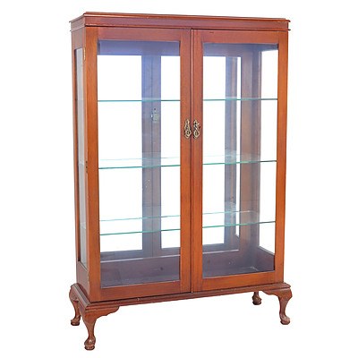 Vintage Maple Display Cabinet with Three Glass Shelves