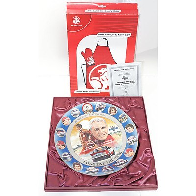 Boxed Holden Apron and Bradford Exchange Peter Brock Display Plate