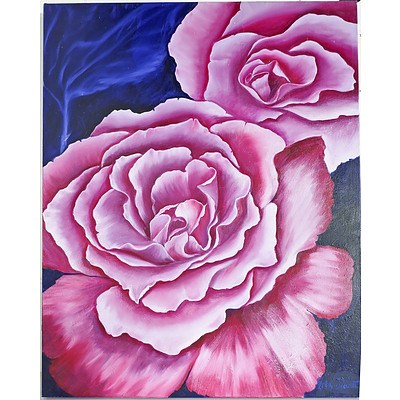 Camellias 1982, Oil on Canvas, Singed Indistinctly Lower Left