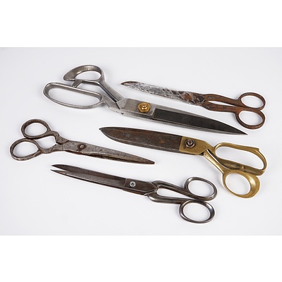 Five Pairs of Antique and Vintage Scissors