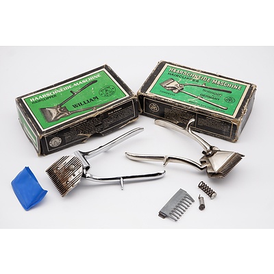 Two Vintage Boxed German Hair Clippers with Accessories