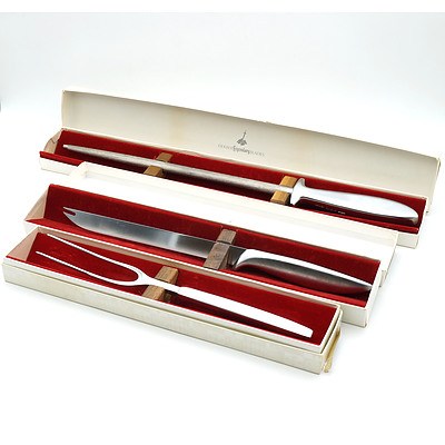 Vintage Three Piece Boxed Gerber Carving Set, Including Gungir, Little Snick and Siegfried Fork