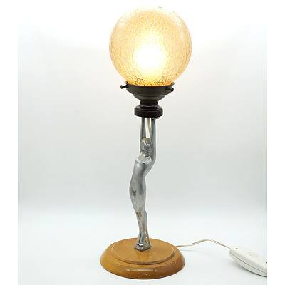 Art Deco Diana Lamp with Glass Shade