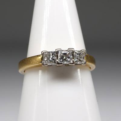 18ct Yellow and White Gold Diamond Ring, 3.2g