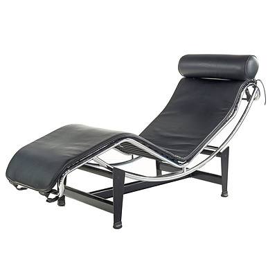 Replica Corbusier Style Leather Upholstered Chaise Lounge