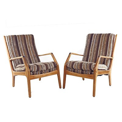 Pair of 1960s Van Treight Tasmanian Blackwood Armchairs with Original Upholstery
