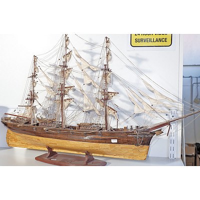 Handmade Model Sailing Ship on Stand