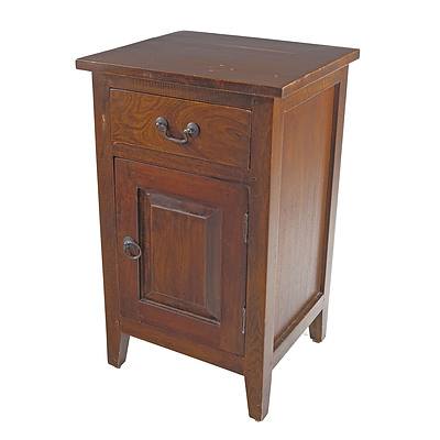 Vintage Style Solid Wood Bedside Cupboard with Pegged Joints, Later 20th Century