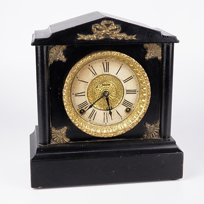Antique E. Ingraham Co. Bristol Timber Mantle Clock
