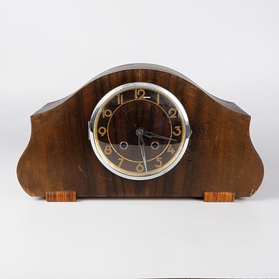 Art Deco Walnut Cased Mantle Clock