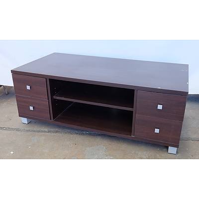 Four Drawer Single Shelf Wood Laminate TV Unit