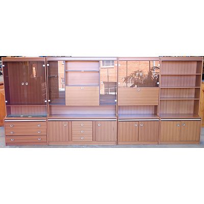 Four Piece Retro Veneer Home Shelving/Display Cabinets