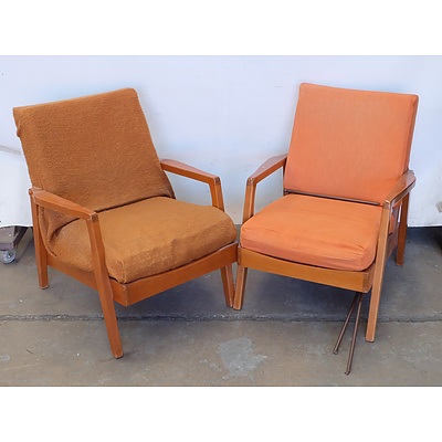 Pair of Parker-Knoll Style Timber Framed Arm Chairs