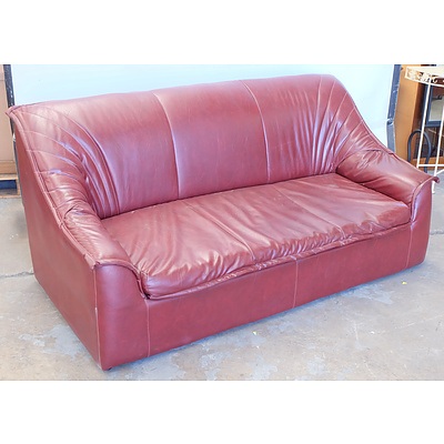 Red Vinyl Foldout Sofa Bed