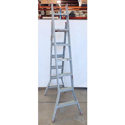 Galvanized 2.3m Single Sided 7 Rung Foldout Step Ladder
