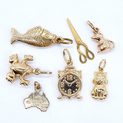 Five 9ct Yellow Gold Charms (5), 5.9g