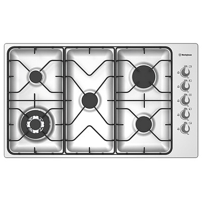 Westinghouse 90cm Gas Five Burner Stainless Steel Cooktop - Brand New - RRP $750.00