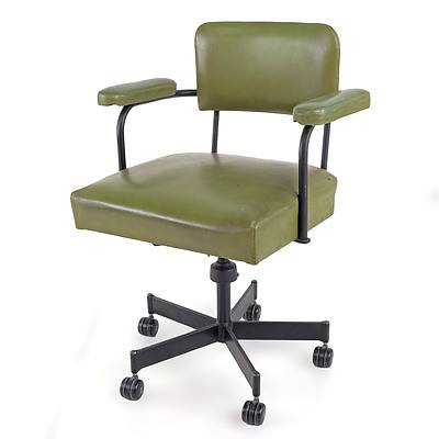 Vintage Industrial Bendix Steel and Vinyl Upholstered Swivel Desk Chair