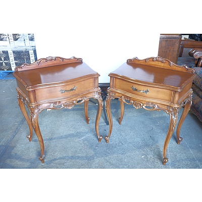 Vintage Carved Louis Style Pair of Bedside Tables