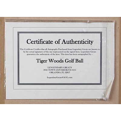 Framed Tiger Woods Presentation with Signed Golf Ball