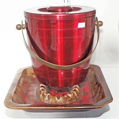 Retro Anodised Tin Ice Bucket and a Retro Glazed Ceramic Dish