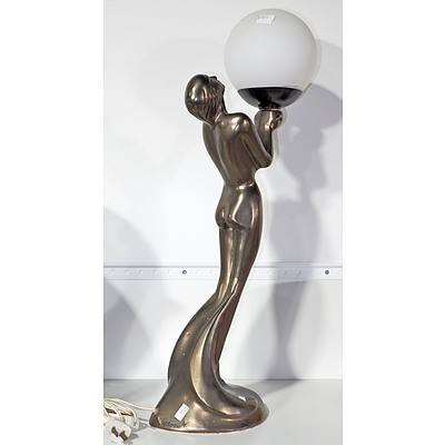 Limited Edition Copper Lustre Glazed Ceramic Art Deco Style Lamp, Signed Stephen Glassborow, 14/100