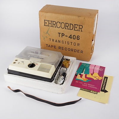 Ehrcorder TP-406 Transistor Tape Recorder with Box and Instructions
