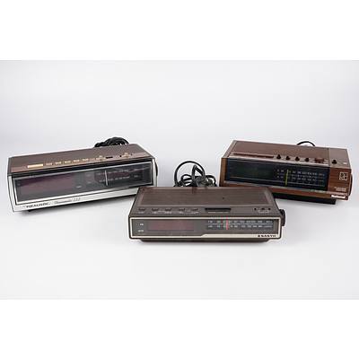 Three 1970s Digital Clock Radios - Realistic Chronomatic 222, National and Sanyo