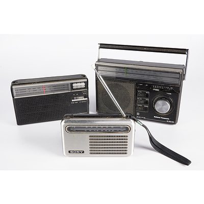 Three Vintage Transistor Radios - 2 National Panasonic and a Sony