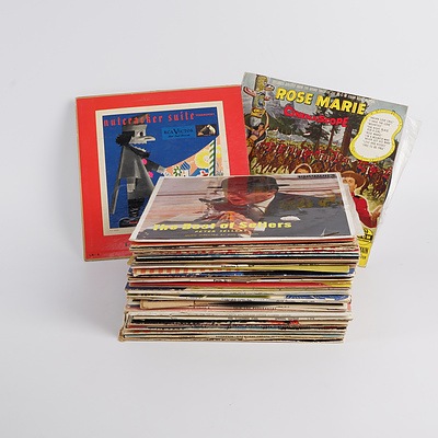 Quantity of 42 Vinyl 10 inch 331/2 RPM LP Records Including Rose Marie, The Nutcracker Suite and More