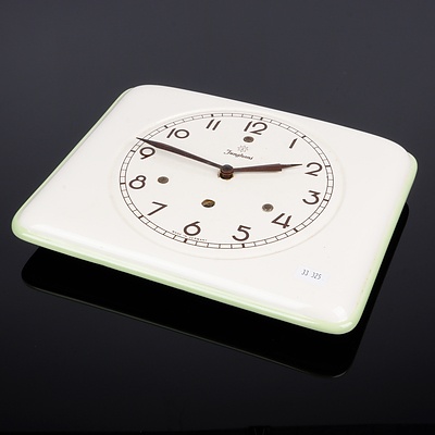 Mid Century Germans Junghans Glazed Ceramic Key Wind Wall Clock